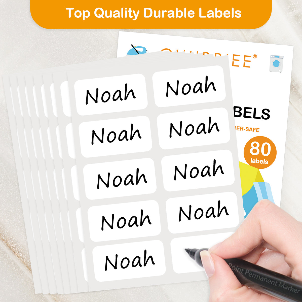  CHUBBIEE No-Iron Kids Fabric Clothing Labels, Washer