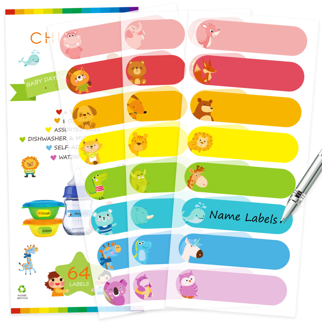 Baby Bottle Labels for Daycare-64 Packs, Daycare Labels, Waterproof Name  Labels, Write-on Labels for Kids, Self-Laminating, All-Purpose Name Sticker
